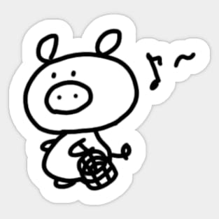 Shopping Boo the kawaii pig. Sticker